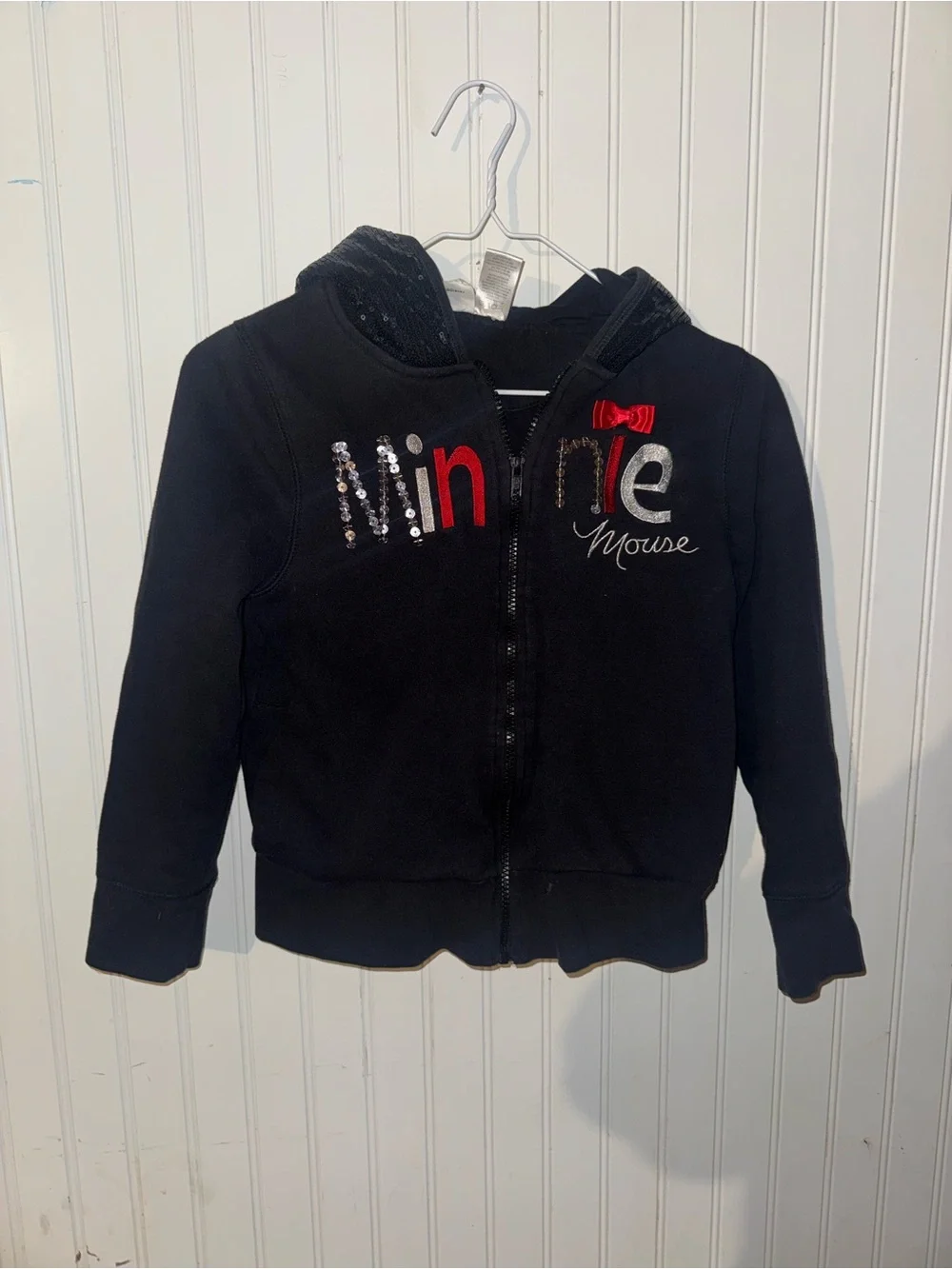 Disney Black Hoodie with Red Bow Minnie Appliqué